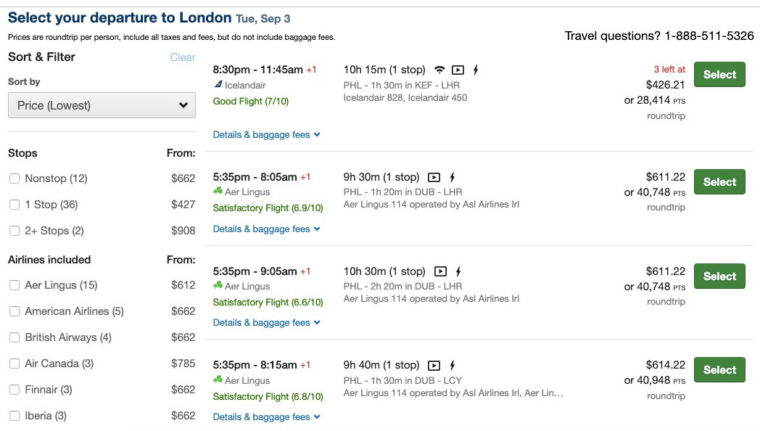 Philly to London Flight Options