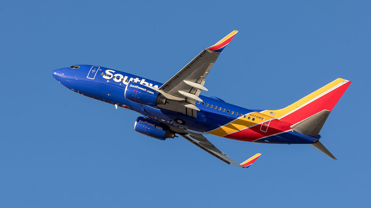 Southwest Airlines plane in flight