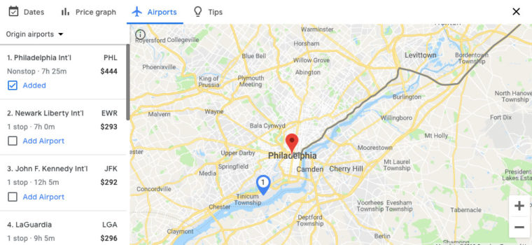 Flights from airports near Philadelphia